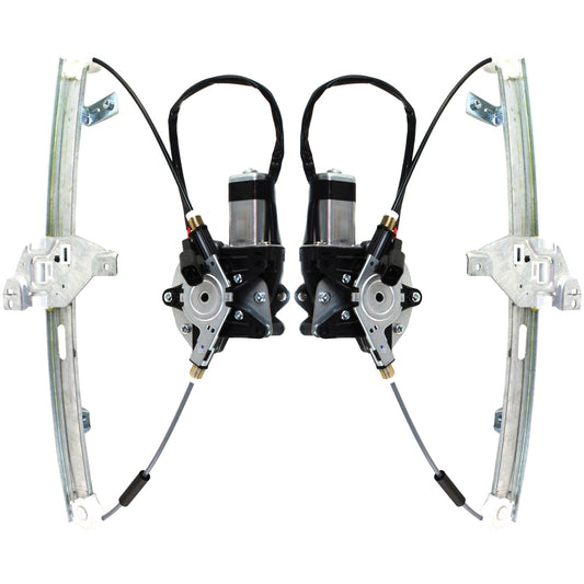 Front, Driver and Passenger Side Power Window Regulator, With Motor