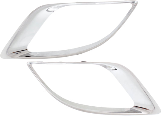 Front, Driver and Passenger Side Fog Light Trims, Chrome, CAPA CERTIFIED