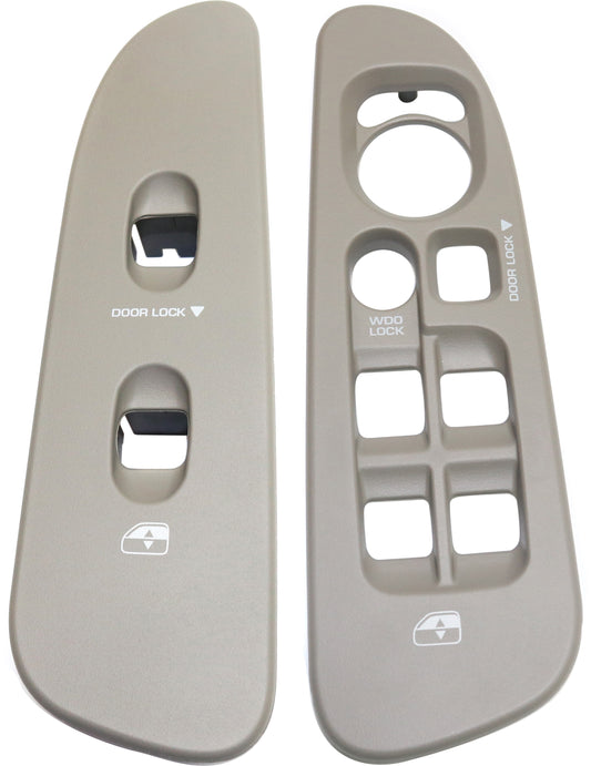 Рамки переключателей стеклоподъемников спереди, со стороны водителя и пассажира, серые, пластик