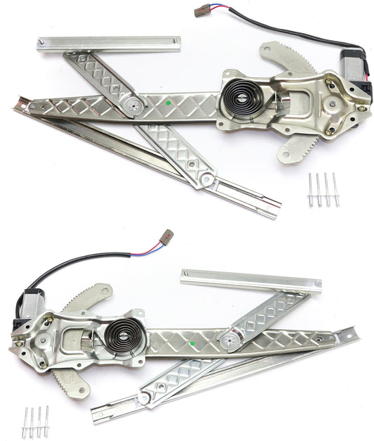 Front, Driver and Passenger Side Window Regulators, Power, with Motor