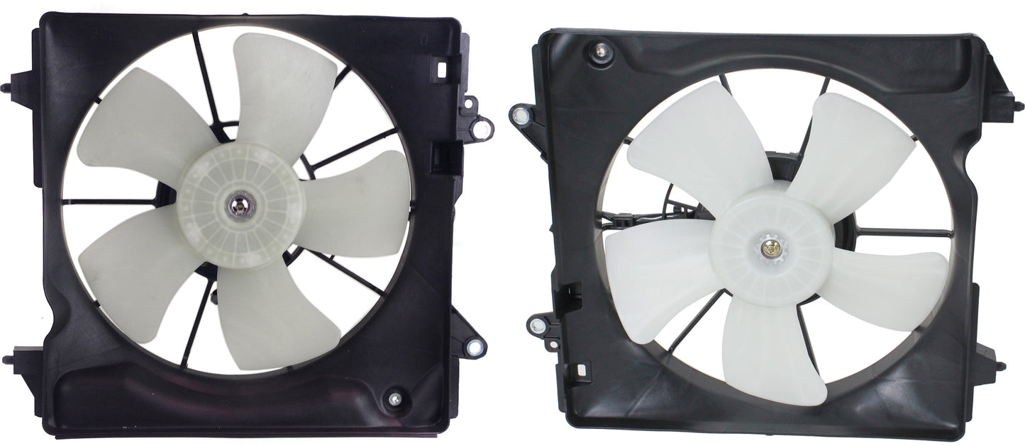 OE Replacement Radiator and A/C Condenser Fan Driver and Passenger Side, 1.8L, 4Cyl, Single fan