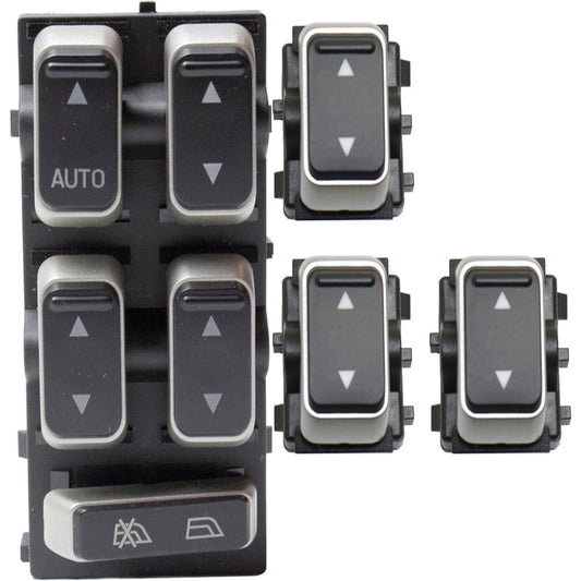 Front and Rear, Driver and Passenger Side Window Switches, Black