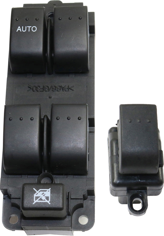 Front, Driver and Passenger Side Window Switches, Black, 5-Button