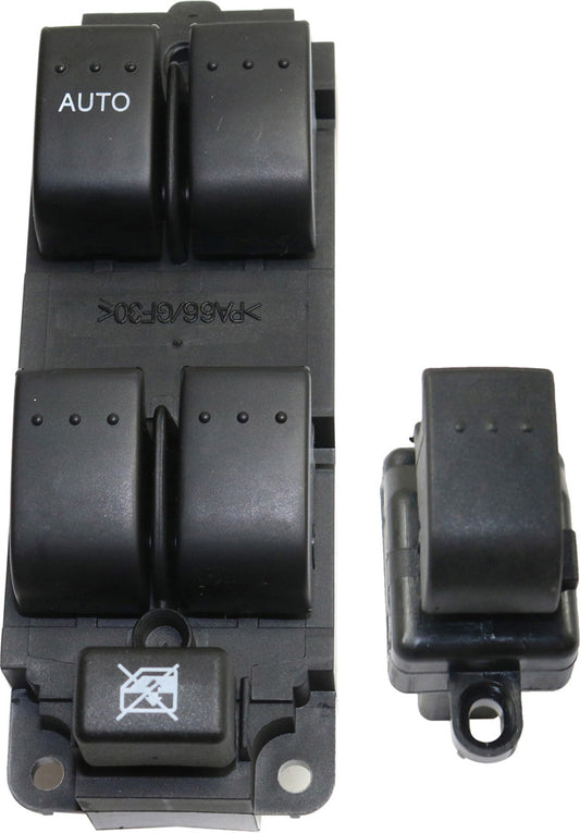 Front, Driver and Passenger Side Window Switches, Black, 5-Button