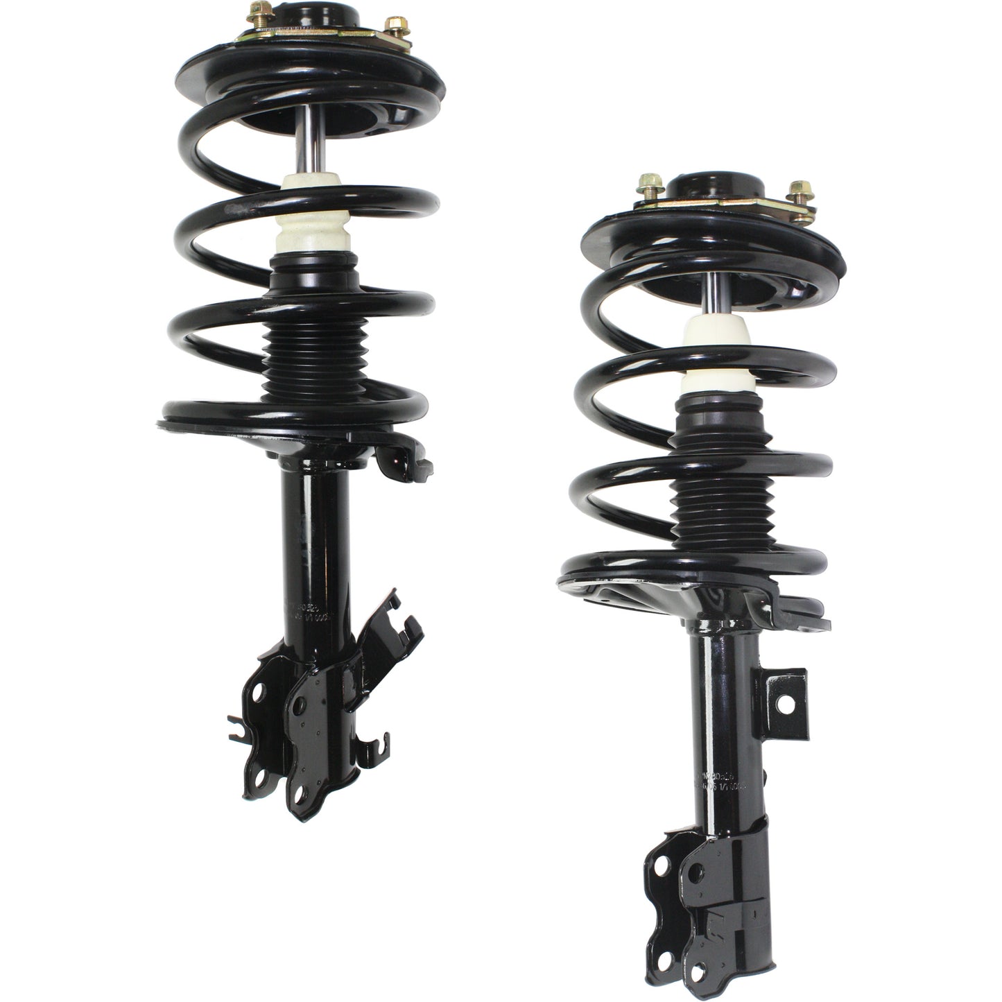 Передняя стойка со стороны водителя и пассажира, полностью нагруженная, передний привод