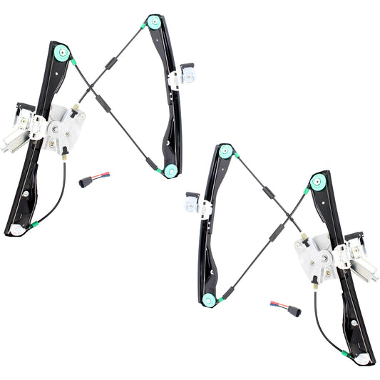 Front, Driver and Passenger Side Power Window Regulators, with Motor