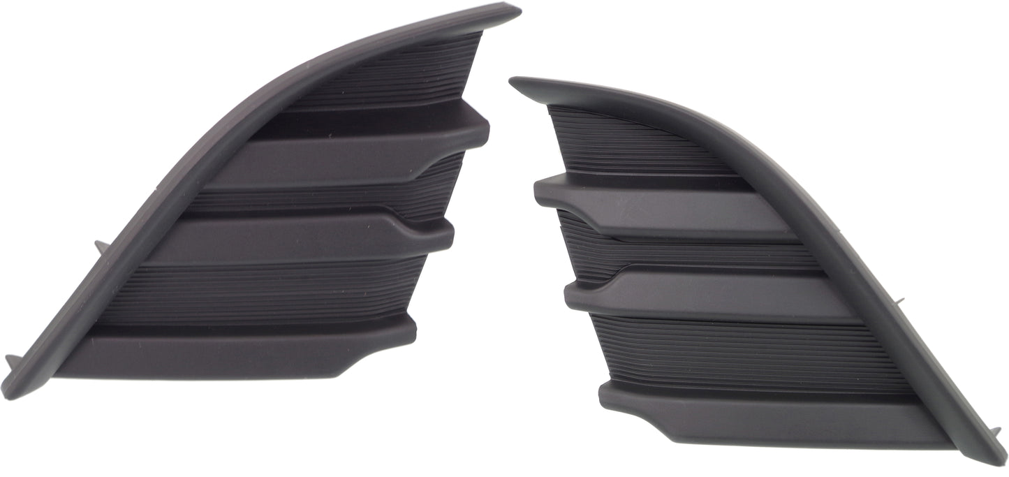 Front, Driver and Passenger Side Bumper Grilles, Textured Black, CAPA CERTIFIED