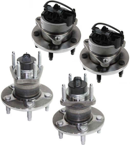 Front and Rear, Driver and Passenger Side Wheel Hub, 5 Lugs, With Bearing, With Sensor