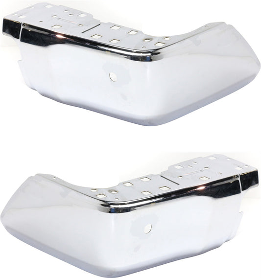 Rear, Driver and Passenger Side Bumper End,?Steel, Chrome,?with Parking Sensor Holes