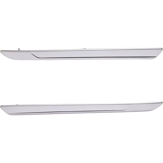 Rear, Driver and Passenger Side Bumper Trims, Chrome, Mounted on Side Bumper Molding