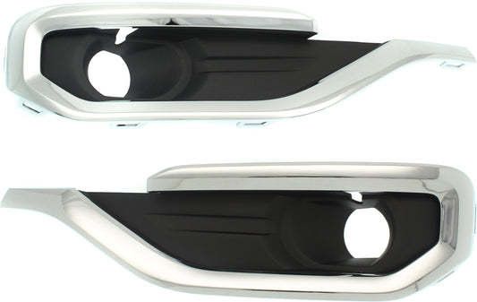 Front, Driver and Passenger Side Fog Light Trims, Black