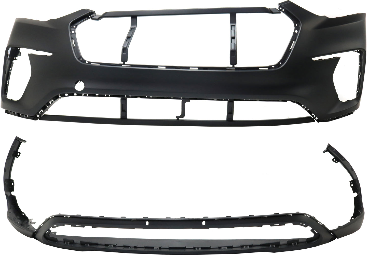 Front, Upper and Lower Upper - Primed, Lower - Textured Bumper Cover