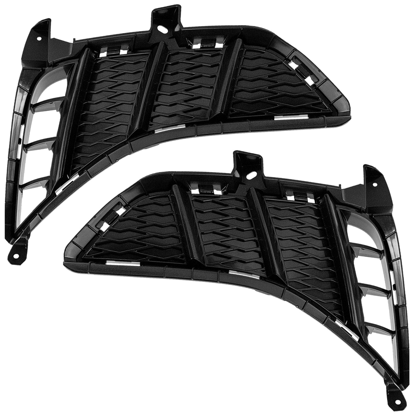 Front, Driver and Passenger Side, Lower Bumper Trims, Black