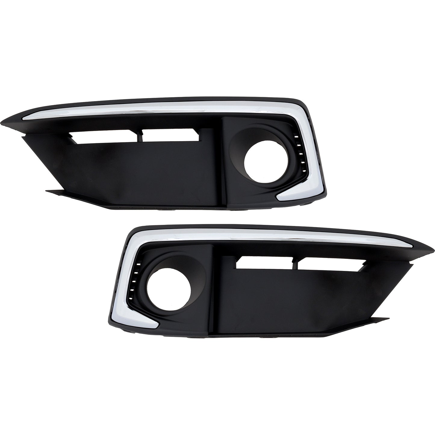 Front, Driver and Passenger Side Fog Light Trims, Black