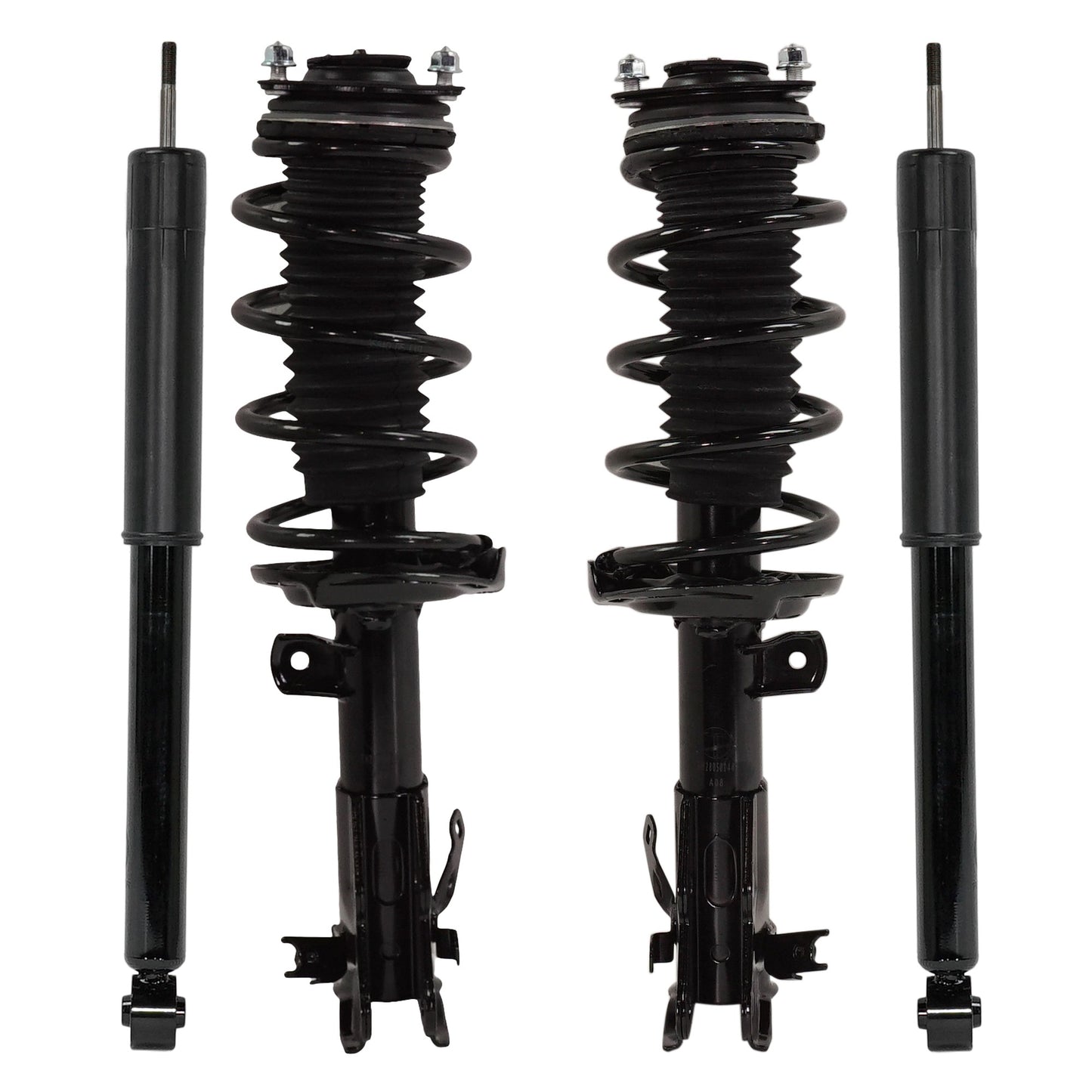 Front and Rear, Driver and Passenger Side Shock and Fully Loaded Strut, Sedan