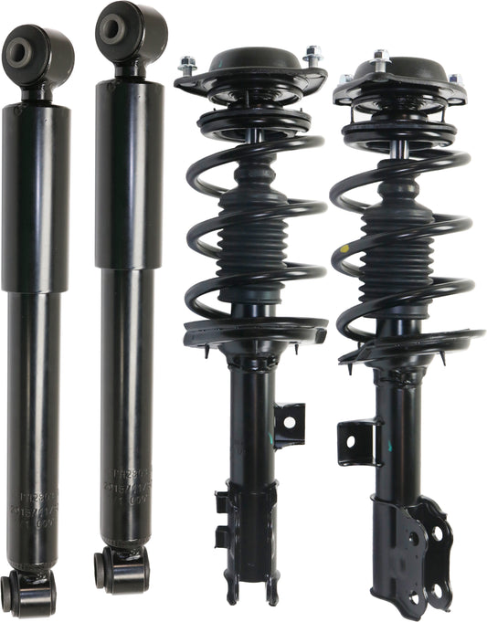 Front and Rear, Driver and Passenger Side Shock and Fully Loaded Strut, Sedan