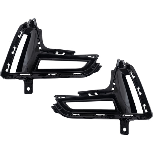 Front, Driver and Passenger Side Fog Light Trims, Black