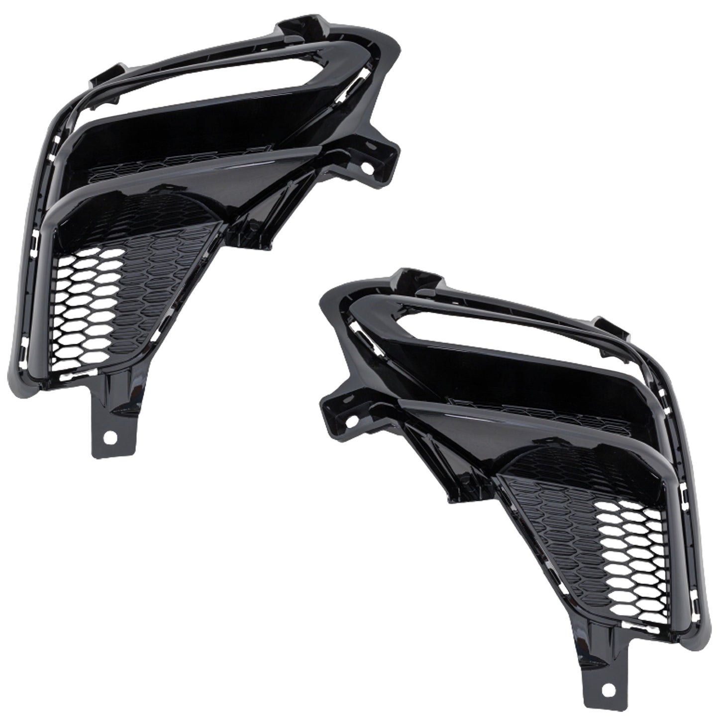 Front, Driver and Passenger Side Fog Light Trims, Black