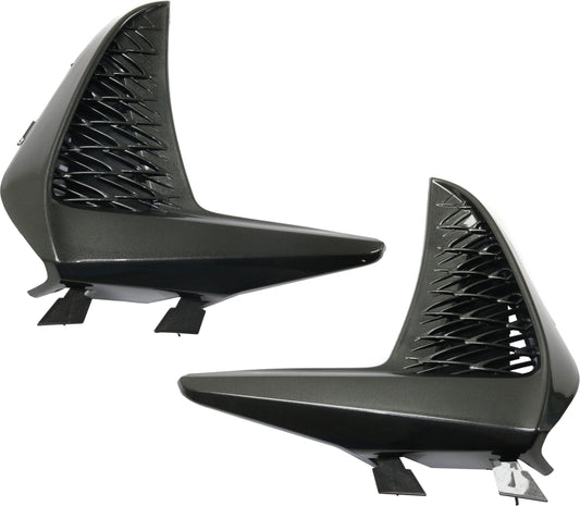 Front, Driver and Passenger Side, Outer Bumper Grilles, Black