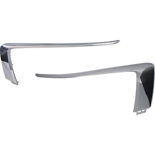 Front, Driver and Passenger Side, Upper Bumper Trim, Chrome