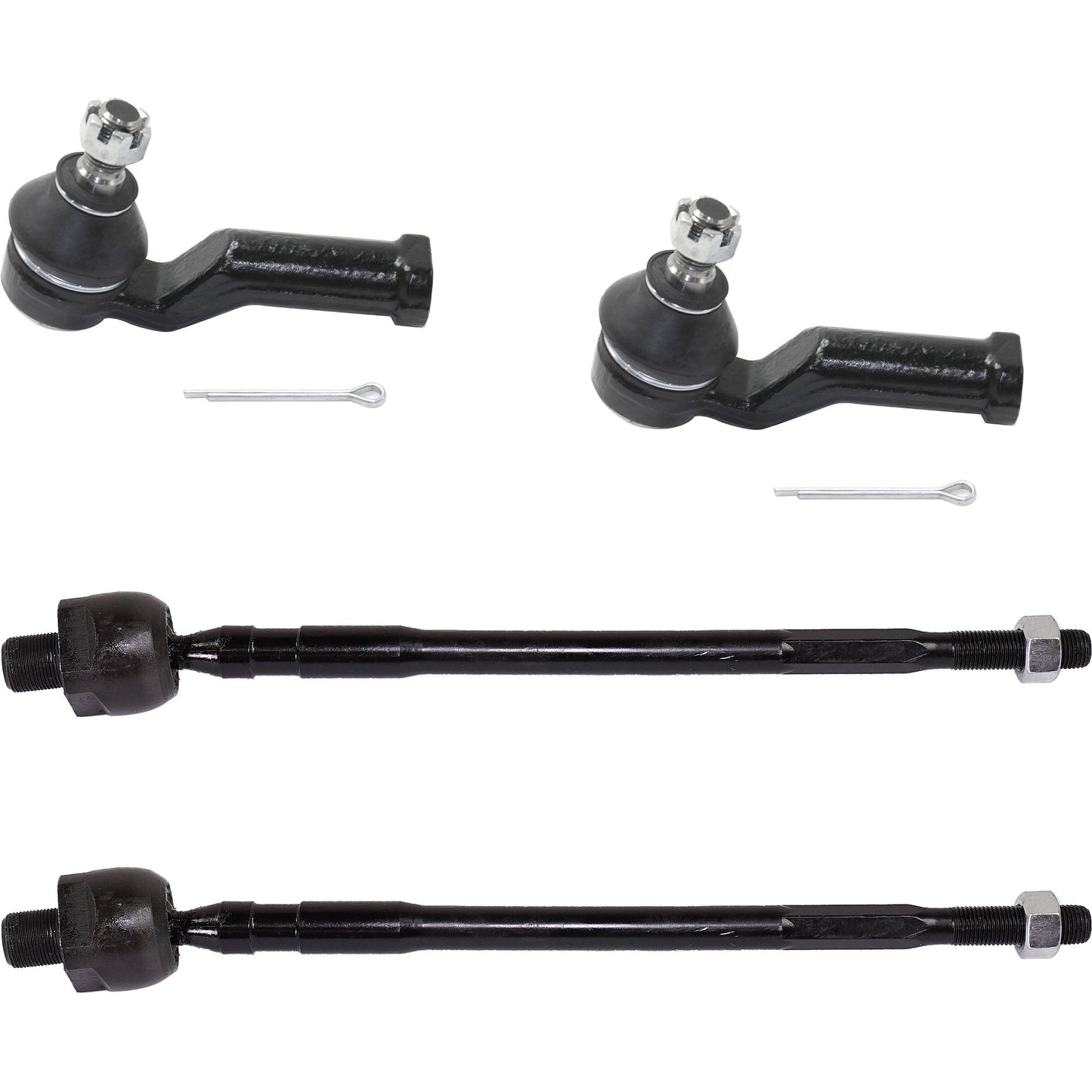 Front, Driver and Passenger Side, Inner and Outer Tie Rod Ends, Power Steering