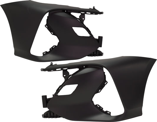 Front, Driver and Passenger Side Primed Bumper Covers, For Models without Parking Aid Sensor