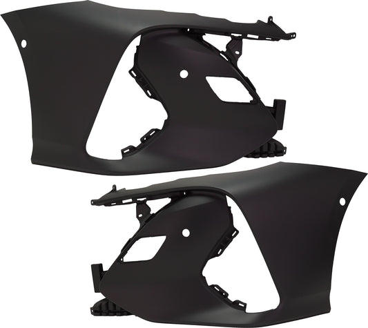 Front, Driver and Passenger Side Primed Bumper Covers, For Models with Parking Aid Sensor