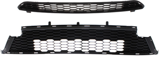 Front, Upper and Lower Bumper Grilles, Textured Gray, CAPA CERTIFIED