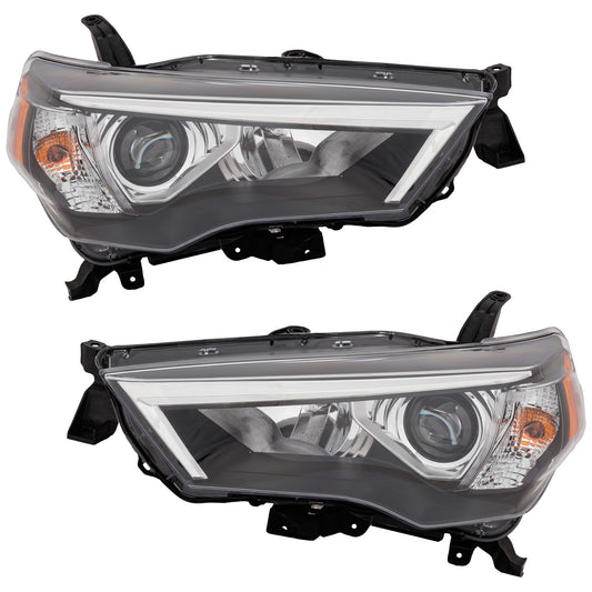 Driver and Passenger Side Headlights, with Bulbs, Halogen/LED Combo, For Models without Auto Headlights, with halogen high beam