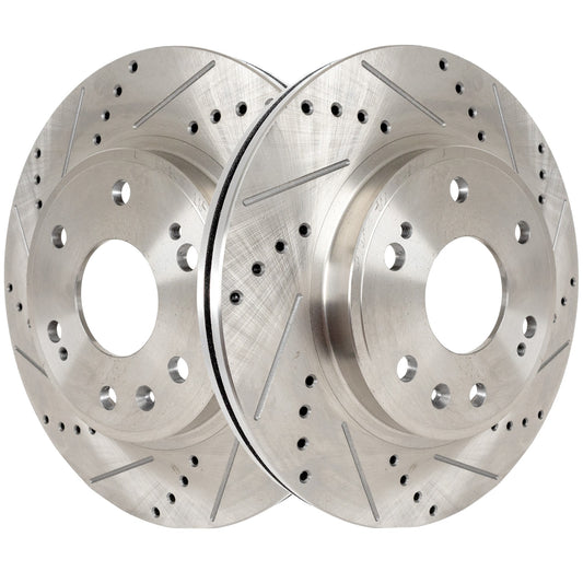 Front Brake Discs, Cross-drilled and Slotted, Vented, 6 Lugs, 12.99 in. Disc Diameter, For Hearse/Limousine/Sedan Models, Pro-Line Series