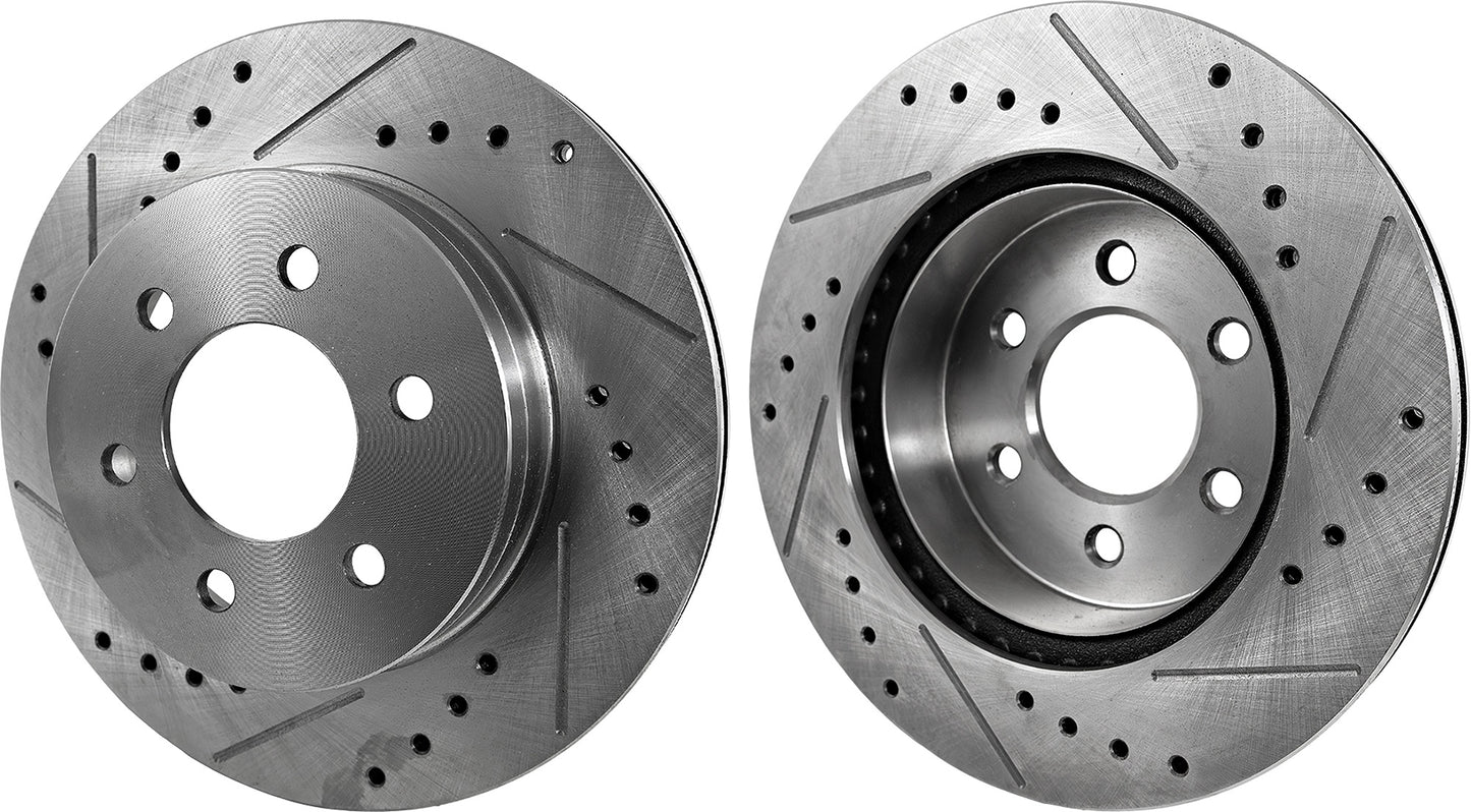 Front Brake Disc, Cross-drilled and Slotted, Vented, 6 Lugs, Pro-Line Series
