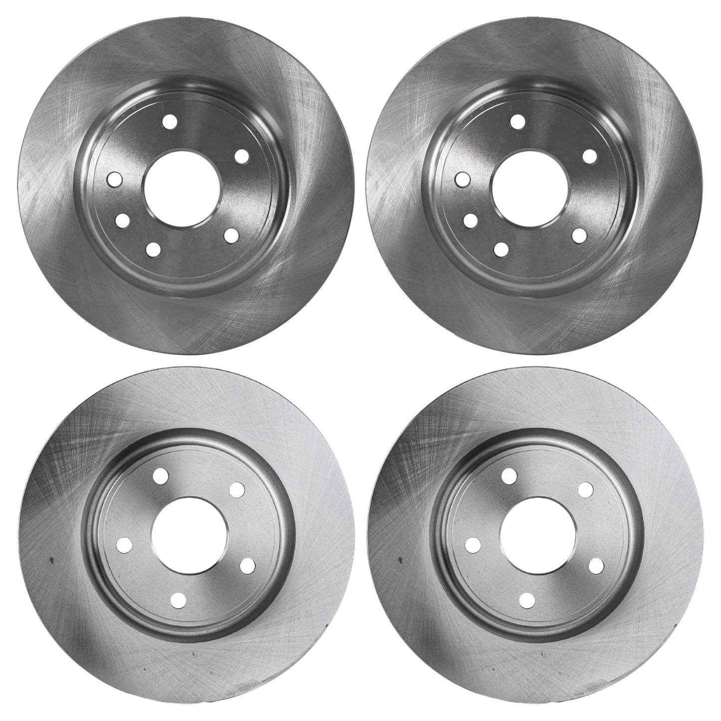 Front and Rear Brake Disc, 4-Wheel Set, Plain Surface, Vented - Front, Solid - Rear, 5 Lugs, Pro-Line Series