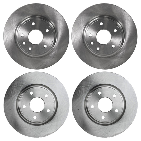 Front and Rear Brake Disc, 4-Wheel Set, Plain Surface, Vented - Front, Solid - Rear, 5 Lugs, Pro-Line Series