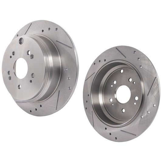 Rear Brake Disc, Cross-drilled and Slotted, Solid, 5 Lugs, Pro-Line Series
