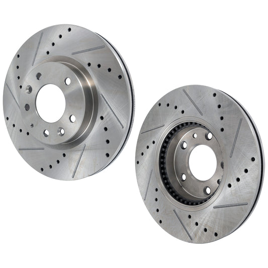 Front Brake Disc, Cross-drilled and Slotted, Vented, 5 Lugs, Pro-Line Series