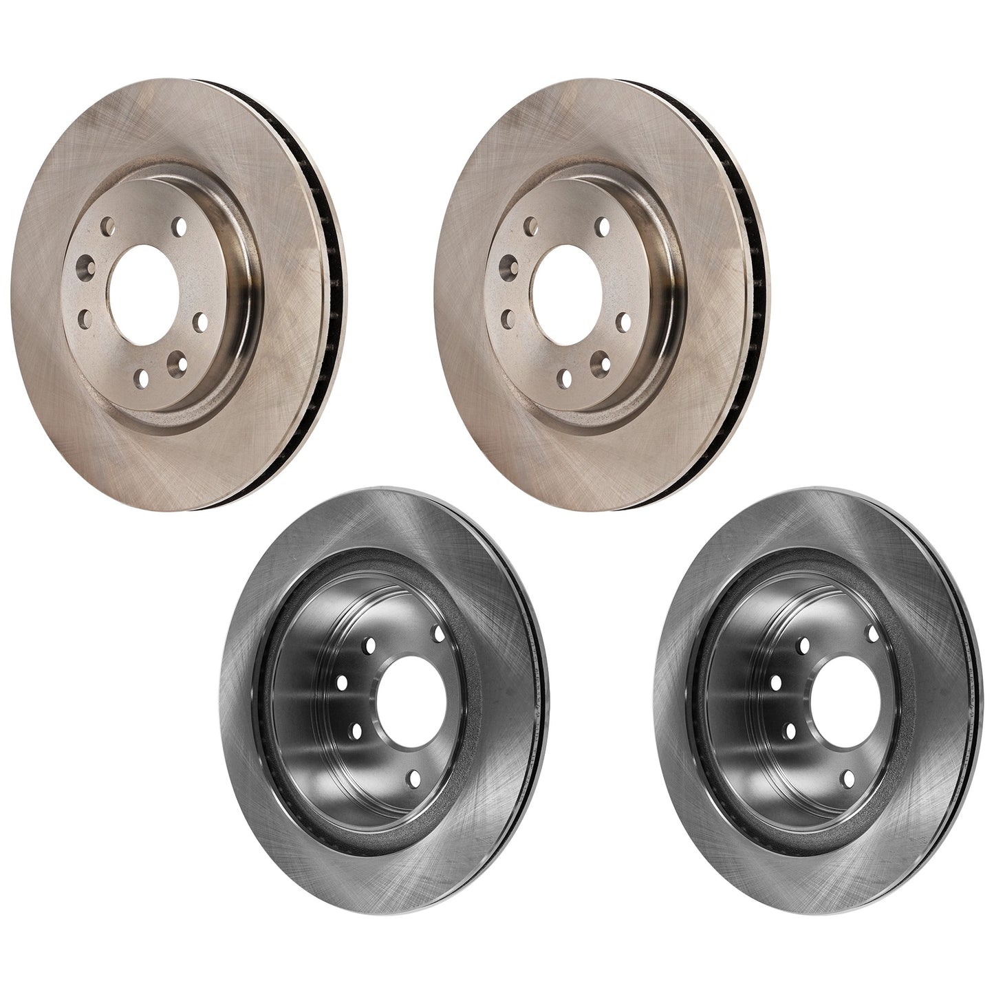 Front and Rear Brake Discs, 4-Wheel Set, Plain Surface, Solid, 5 Lugs, 2 Row Seating, Pro-Line Series
