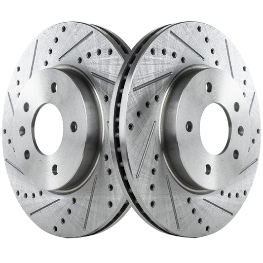 Front Brake Disc, Cross-drilled and Slotted, Vented, 5 Lugs, Pro-Line Series