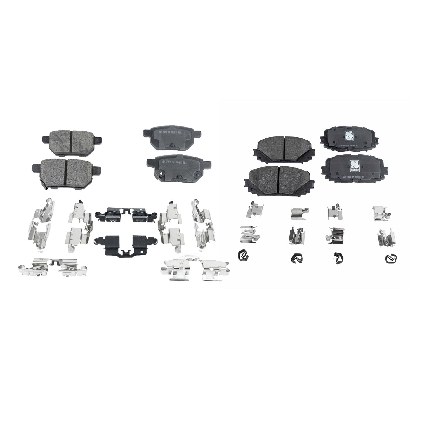 Комплекты передних и задних тормозных колодок: органические (передние), керамические (задние), серия Pro-Line