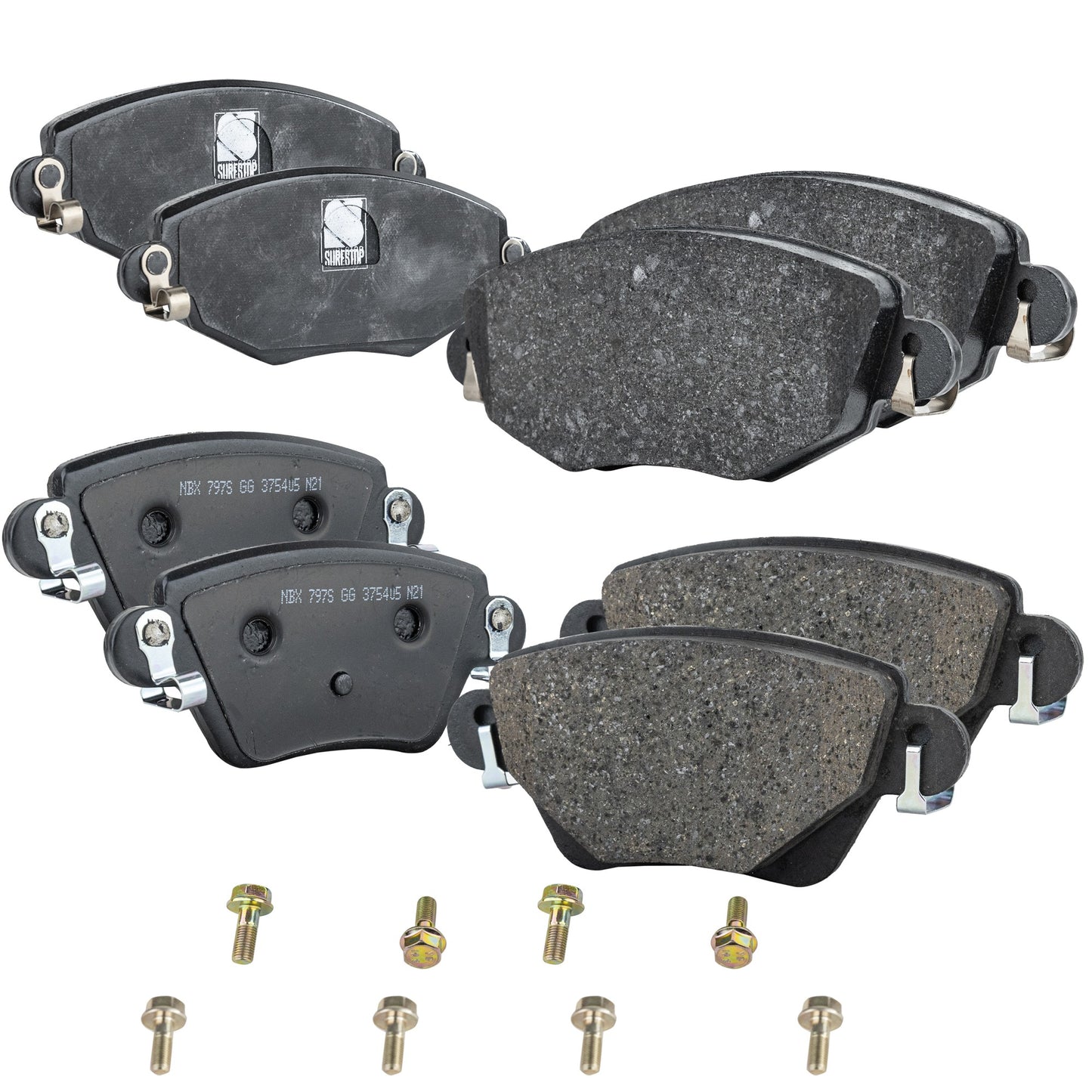 Front and Rear Brake Pad Sets, Organic - Front; Ceramic - Rear, Pro-Line Series