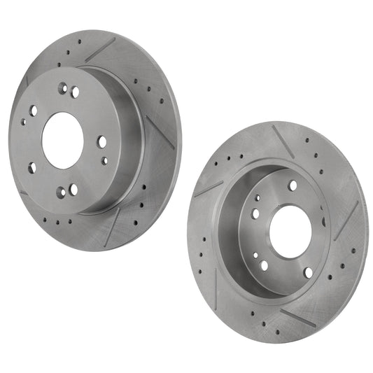 Rear Brake Disc, Cross-drilled and Slotted, Solid, 5 Lugs, 232 mm, Pro-Line Series