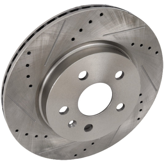 Rear, Driver or Passenger Side Brake Disc, Cross-drilled and Slotted, Vented, 5 Lugs, 12.4 in. Disc Diameter, Pro-Line Series