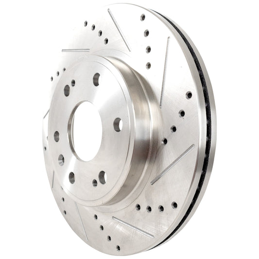 Front, Driver or Passenger Side Brake Disc, Cross-drilled and Slotted, Vented, 6 Lug Wheels, 12.01 in. Disc Diameter, 4WD/RWD, with Rear Disc Brake, Pro-Line Series