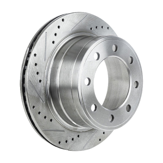 Rear, Driver or Passenger Side Brake Disc, Cross-drilled and Slotted, Vented, 8 Lugs, 351.8 mm,, Pro-Line Series