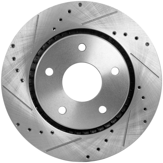 Front, Driver or Passenger Side Brake Disc, Cross-drilled and Slotted, Vented, 5 Lugs, 302 mm