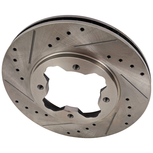 Front, Driver or Passenger Side Brake Disc, Cross-drilled and Slotted, Vented, 4 Lugs, 259.59 mm,, Pro-Line Series