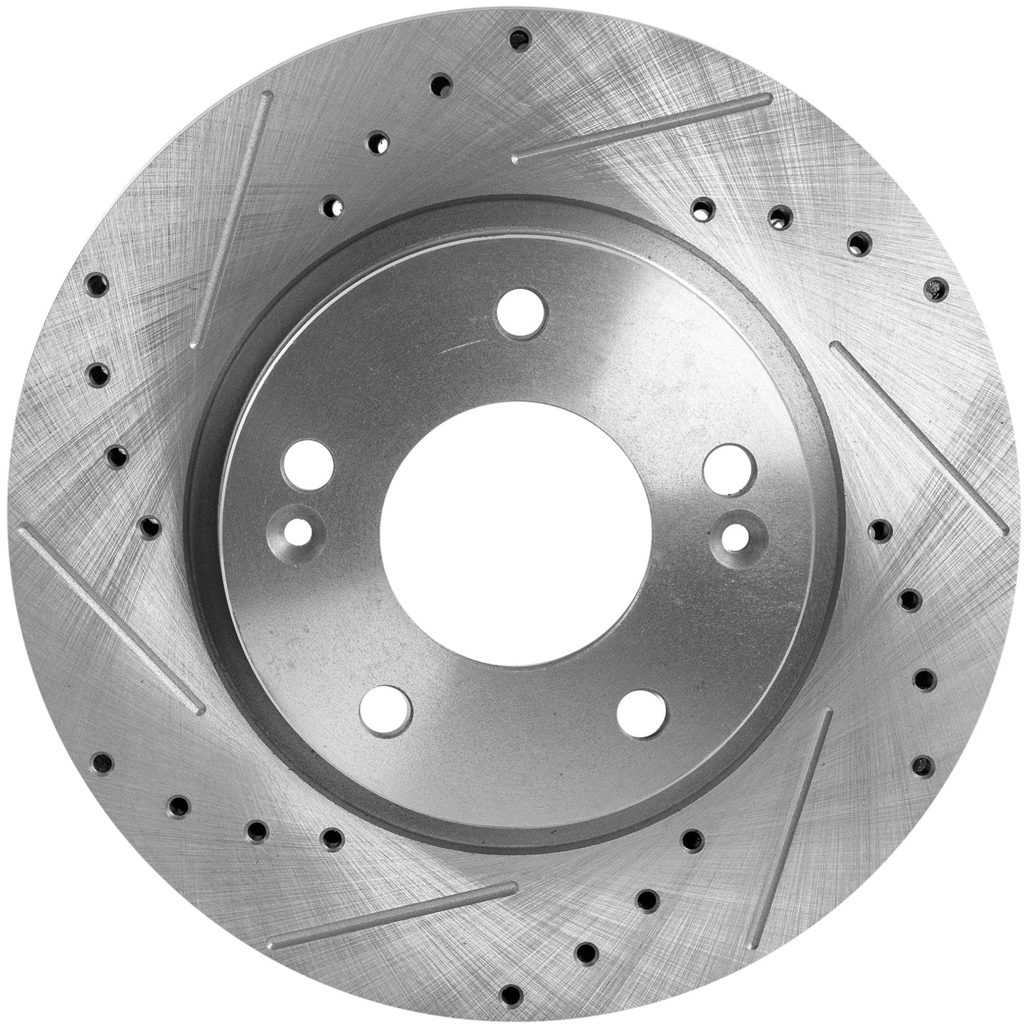 Front, Driver or Passenger Side Brake Disc, Cross-drilled and Slotted, Vented, 5 Lugs, 275.08 mm, 2.0L, 4Cyl, Pro-Line Series