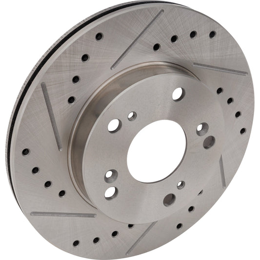 Front, Driver or Passenger Side Brake Disc, Cross-drilled and Slotted, Vented, Pro-Line Series