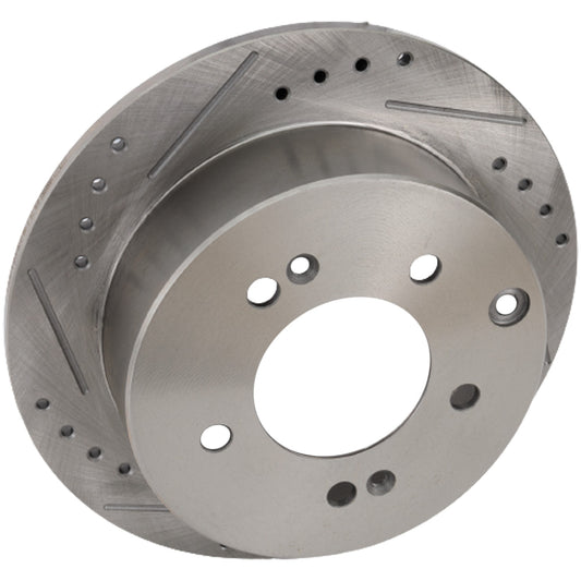Rear, Driver or Passenger Side Brake Disc, Cross-drilled and Slotted, Solid, 5 Lugs, 261.87 mm, Pro-Line Series