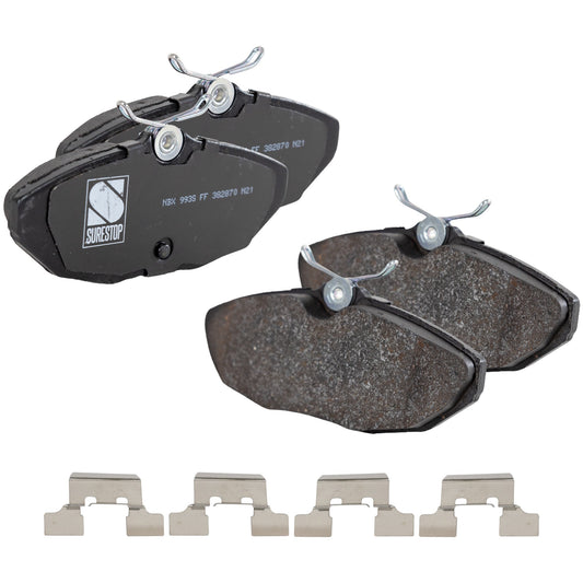 Комплект задних тормозных колодок, комплект на 2 колеса, органический, в комплект входит (4) фиксирующих зажима для колодок (с покрытием), шасси/VIN G49700, серия Pro-Line