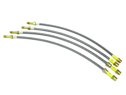 PLB E46-DC Brake Hose Set Steel Braided with Clear Protective Jacket - Replaces OE Number 88 5522 956